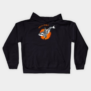 Orca Killer Whale Spirit Orange Tribal Sun Tattoo Ink Kids Hoodie